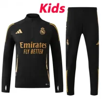24/25 RMA Black  Kids  Half Pull Tracksuit  (童装、半拉链)