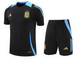 24/25  Argentina Black Training Short Suit(黑色蓝肩）