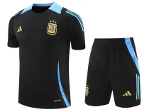 24/25  Argentina Black Training Short Suit(黑色蓝肩）