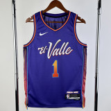 23/24 SUNS BOOKER #1 Purple City Edition Top Quality Hot Pressing NBA Jersey