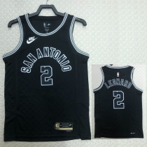 22/23 SA Spurs LEONARD #2 Black Top Quality Hot Pressing NBA Jersey (Retro Logo)