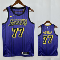 20/21 LAKERS DONCIC'#77 Striped Purple Top Quality Hot Pressing NBA Jersey