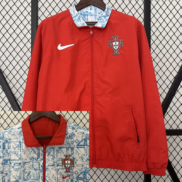 2024 Portugal Red & Grey  Double Sided Windbreaker (双面风衣)