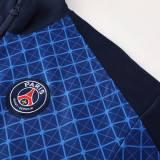 24/25 PSG  Blue Grid Pattern Jacket Tracksuit(02)