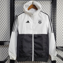 24/25  Bayern White & Black  Hooded Windbreaker
