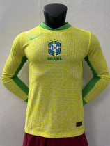 2024 Brazil Home  Long Sleeve  Player Version Soccer Jersey(长袖球员)