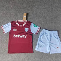24/25 West Ham Home  Kids  Soccer Jersey(带广告）