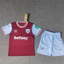 24/25 West Ham Home  Kids  Soccer Jersey(带广告）