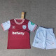 24/25 West Ham Home  Kids  Soccer Jersey(带广告）