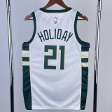 22/23 BUCKS HOLIOAY #21 Home White Top Quality Hot Pressing NBA Jersey(V领)