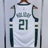 22/23 BUCKS HOLIOAY #21 Home White Top Quality Hot Pressing NBA Jersey(V领)