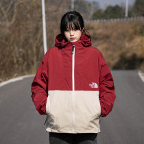 2025 New THE NORTH FACE  Women Red Hooded Windbreaker女红