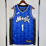 23/24 Magic McGRADY #1 Dark Blue Top Quality Hot Pressing NBA Jersey (Retro Logo)(V领)