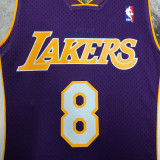 2001 LAKERS BRYANT #8 Purple Retro Top Quality Hot Pressing NBA Jersey(V领)