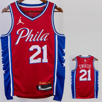 22/23 76ERS EMBIID #21 Red Top Quality Hot Pressing NBA Jersey (Trapeze Edition) 飞人版