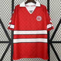 1988 Denmark Home Red  Retro  Soccer Jersey