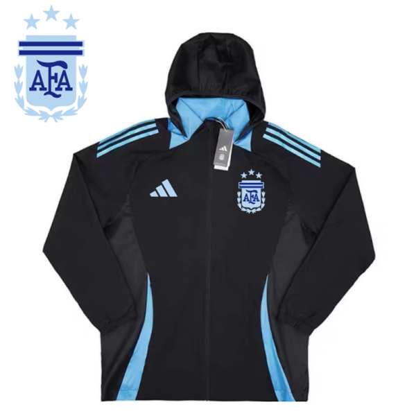 24/25 Argentina Black Hooded Windbreaker(蓝标）
