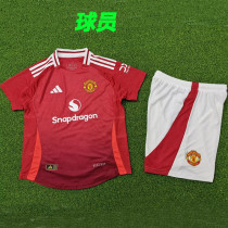 24/25 Man Utd Home  Player Version Kids Soccer Jersey