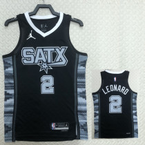 22/23 SA Spurs LEONARD #2 Black Top Quality Hot Pressing NBA Jersey (Trapeze Edition)