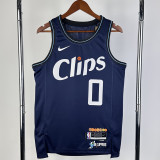 23/24 CLIPPERS WESTBROOK #0 Dark blue City Edition Top Quality Hot Pressing NBA Jersey