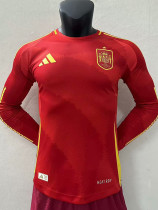 2024 Spain Home  Long Sleeve Player Version Soccer Jersey(长袖)