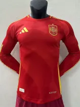 2024 Spain Home  Long Sleeve Player Version Soccer Jersey(长袖)