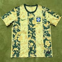 24/25 Brazil Yellow Pattern Soccer Jersey