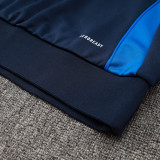 24/25 Italy Royal Blue Hooded  Half Pull Tracksuit(Add Fluff)  (半拉链、加绒F597)