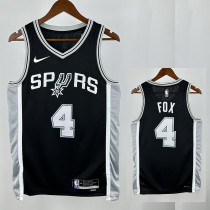 Sa Spurs FOX #4 Black Top Quality Hot Pressing NBA Jersey