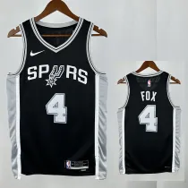 Sa Spurs FOX #4 Black Top Quality Hot Pressing NBA Jersey