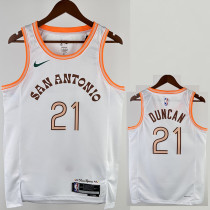 23/24 Sa Spurs DUNCAN #21 White City Edition Top Quality Hot Pressing NBA Jersey