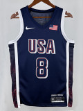 2024 Olympic Game USA LEONARD # 8 Blue Basketball Jersey