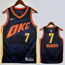 23/24 OKC Thunder HOLMGREN #7 Dark Blue City Edition Top Quality Hot Pressing NBA Jersey