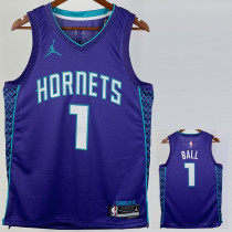 22/23 HORNETS BALL #1 Blue Top Quality Hot Pressing NBA Jersey (Trapeze Edition) 飞人版