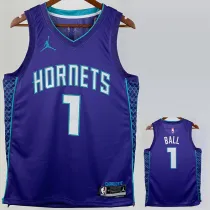 22/23 HORNETS BALL #1 Blue Top Quality Hot Pressing NBA Jersey (Trapeze Edition) 飞人版