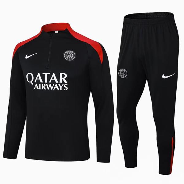 24/25 PSG Black&Red Collar Half Pull Tracksuit  (半拉链)