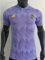 2025 RMA Purple Checkered pattern  Player Version  Polo Shirt