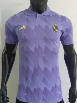 2025 RMA Purple Checkered pattern  Player Version  Polo Shirt