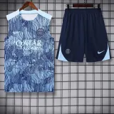 24/25  PSG Blue Striped Silk Tank top and shorts suit