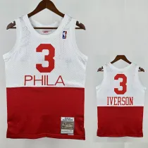 03/04 76ERS IVERSON  # 3 Red White MN Top Quality Hot Pressing Retro NBA Jersey
