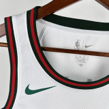 17/18 BUCKS LILLARD #0 White Retro Top Quality Hot Pressing NBA Jersey