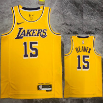 22/23 LAKERS REAVES #15 Yellow Top Quality Hot Pressing NBA Jersey(圆领)