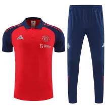 25/26  Man Utd Red Polo Collar Pants Set