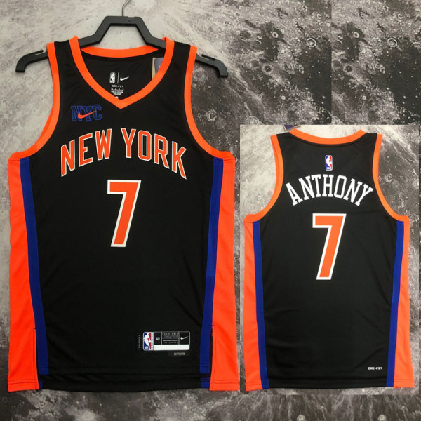22/23 KNICKS ANTHONY #7 Black City Edition Top Quality Hot Pressing NBA Jersey