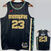 22/23 Grizzlies ROSE #23 Black City Edition Top Quality Hot Pressing NBA Jersey