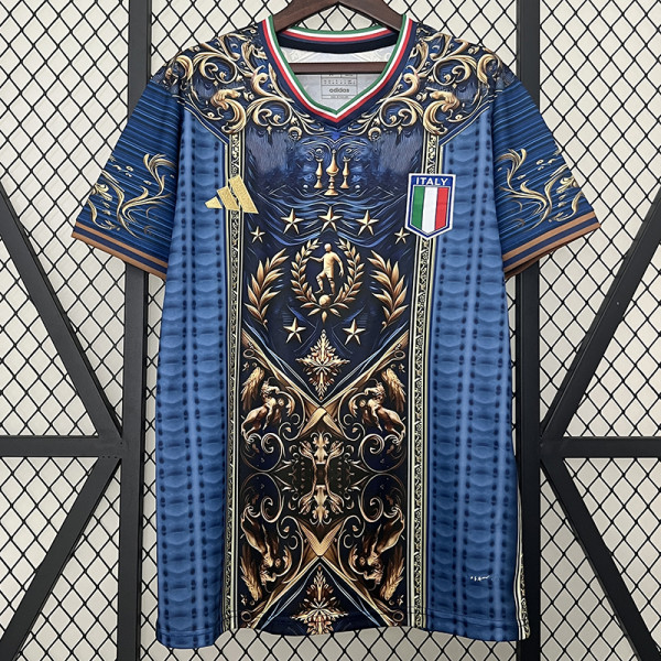 2024 Italy Blue Gold Puzzle Special Edition Fans Soccer Jersey