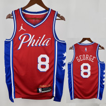 22/23 76ERS GEORGE  # 8 Red Flying Man Top Quality Hot Pressing NBA Jersey飞人版