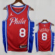 22/23 76ERS GEORGE  # 8 Red Flying Man Top Quality Hot Pressing NBA Jersey飞人版