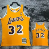 1984/1985 LAKERS JOHNSON #32 Yellow Retro Top Quality Hot Pressing NBA Jersey(圆领)