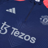 24/25 Man Utd Blue Kids Half Pull Tracksuit  (蓝色童装、半拉链)